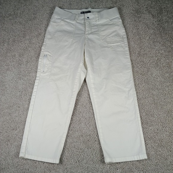 Lee Pants - Lee Relaxed Fit White Capri Pants Womens Size 4 Stretch Casual Crop